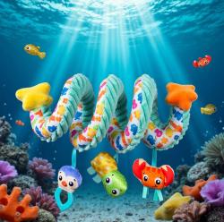 PLAYGRO Spirála baby textilní se zvířátky na kočárek pro miminko