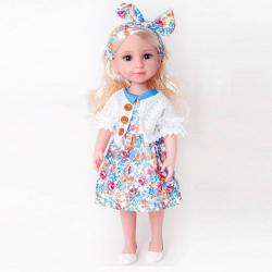 PLEJO Panenka s blonďatými vlásky 38 cm, květinové šaty