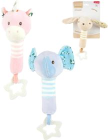 PLYŠ Baby kousátko chrastítko zvířátko pro miminko 3 druhy