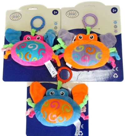 PLYŠ Baby krabík s hrkávkou 14cm chrastítko pro miminko 3 barvy PLYŠ Baby krabík s hrkávkou 14cm chrastítko pro miminko 3 barvy