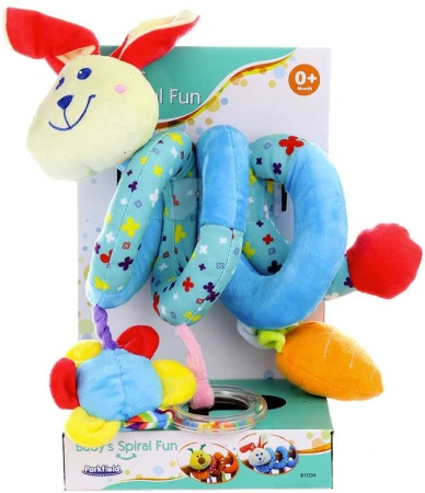 PLYŠ Baby spirála zajíček chrastítko s aktivitami na postýlku pro miminko PLYŠ Baby spirála zajíček chrastítko s aktivitami na postýlku pro miminko