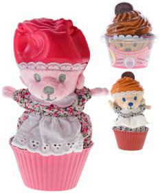 PLYŠ Cupcake dortík medvídek 10cm vonící v košíčku různé druhy