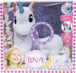 PLYŠ Jednorožec Luna pohádkový 36cm vypráví pohádky na baterie Světlo Zvuk