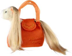 PLYŠ Jednorožec oranžový v kabelce dlouhá hříva (plyšová hračka)