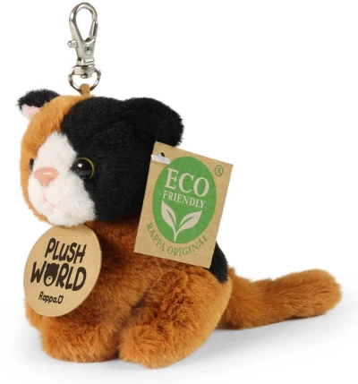 PLYŠ Klíčenka kočka 9cm přívěšek na klíče Eco-Friendly Plush World