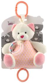 PLYŠ Kočička baby natahovací zvířátko usínáček s chrastítkem pro miminko