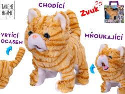 PLYŠ Kočka 21cm chodící na baterie Zvuk (plyšová hračka)