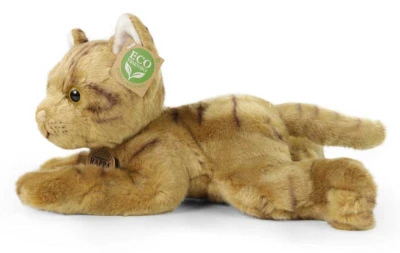 PLYŠ Kočka 32cm ležící hnědá žíhaná mourek (plyšová hračka)