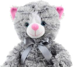 PLYŠ Kočka mourovatá s mašlí 55cm šedá (plyšová hračka)