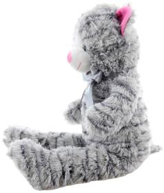 PLYŠ Kočka mourovatá s mašlí 55cm šedá (plyšová hračka)