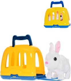 PLYŠ Králíček hopsající 17cm set s přepravkou na baterie Zvuk (plyšová hračka)