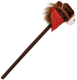 PLYŠ Kůň hnědý na tyči 80cm koňská hlava na baterie v sáčku Zvuk