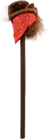 PLYŠ Kůň hnědý na tyči 80cm koňská hlava na baterie v sáčku Zvuk