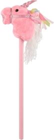 PLYŠ Kůň jednorožec růžový na tyči 80cm koňská hlava na baterie Zvuk