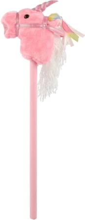 PLYŠ Kůň jednorožec růžový na tyči 80cm koňská hlava na baterie Zvuk