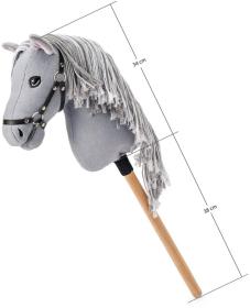 PLYŠ Kůň na tyči 73cm Hobby Horse Apollo šedý provázková hříva