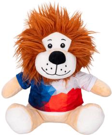 PLYŠ Lev v tričku 25cm sedící maskot (plyšová hračka)