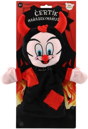 PLYŠ Maňásek na ruku baby čertík 30cm (plyšová hračka)