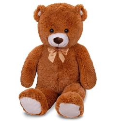 PLYŠ Medvěd 100cm hnědý velký s mašlí (plyšová hračka)
