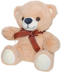 PLYŠ Medvěd s mašlí 20cm sedící na baterie 2 barvy Zvuk (plyšová hračka)