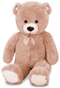 PLYŠ Medvěd světle hnědý 100cm s mašlí (plyšová hračka)