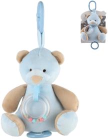 PLYŠ Medvídek baby natahovací zvířátko usínáček s chrastítkem pro miminko