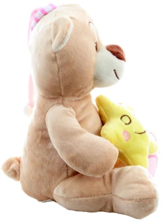 PLYŠ Medvídek s hvězdičkou 23cm růžová čepička (plyšová hračka)