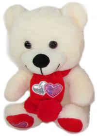 PLYŠ Medvídek se šálou Love 18cm 3 barvy (plyšová hračka)