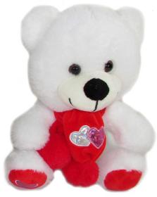 PLYŠ Medvídek se šálou Love 18cm 3 barvy (plyšová hračka)