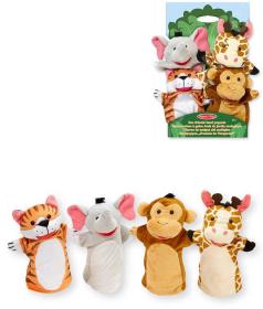 PLYŠ Melissa-Doug maňásci na ruku zvířátka ZOO set 4ks na kartě