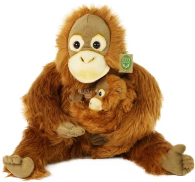 PLYŠ Opice orangutan 28cm set s mládětem Eco-Friendly (plyšová hračka)