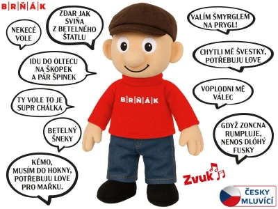 PLYŠ Panáčik Brňák 32cm rozprávajúci hantecom na batérie Zvuk CZ