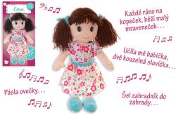 PLYŠ Panenka textilní hadrová Ema mluví česky látková na baterie Zvuk CZ