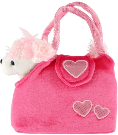 PLYŠ Pejsek 19cm v kabelce set růžová kabelka s pejskem
