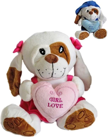 PLYŠ Pejsek v oblečku Love 25cm se srdíčkem 2 druhy (plyšová hračka) PLYŠ Pejsek v oblečku Love 25cm se srdíčkem 2 druhy (plyšová hračka)