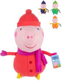 PLYŠ Peppa Pig 50cm v zimním oblečku 4 druhy (plyšová hračka)