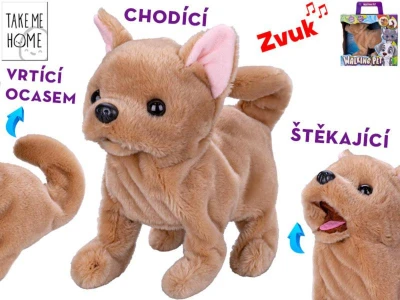 PLYŠ Pes 21cm chodící na baterie Zvuk (plyšová hračka)