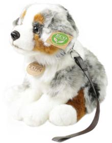 PLYŠ Pes Australský ovčák 27cm sedící vodítko Eco-Friendly (plyšová hračka)