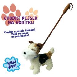 PLYŠ Pes foxterier s voditkem chodící pejsek (plyšová hračka) PLYŠ Pes foxterier s voditkem chodící pejsek (plyšová hračka)