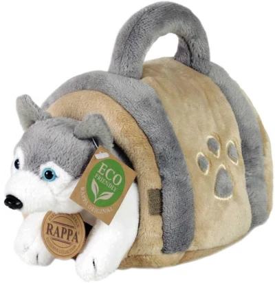 PLYŠ Pes Husky 13cm set s prepravkou Eco-Friendly (plyšová hračka)