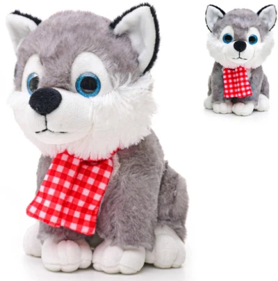 PLYŠ Pes husky 22cm sedící se šálou na baterie Zvuk (plyšová hračka) PLYŠ Pes husky 22cm sedící se šálou na baterie Zvuk (plyšová hračka)