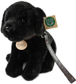 PLYŠ Pes labrador černý 25cm s vodítkem Eco-Friendly (plyšová hračka)