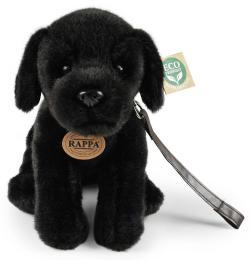 PLYŠ Pes labrador černý 25cm s vodítkem Eco-Friendly (plyšová hračka)