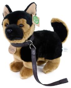 PLYŠ Pes německý ovčák 25cm stojící s vodítkem Eco-Friendly (plyšová hračka)