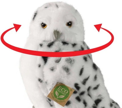 PLYŠ Pták sova polární 28cm otáčecí hlava Eco-Friendly (plyšová hračka)