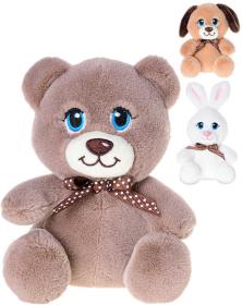 PLYŠ Zvířátko baby 15cm sedící s mašlí 3 druhy (plyšová hračka)