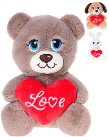 PLYŠ Zvířátko sedící se srdíčkem Love 15cm 3 druhy (plyšová hračka) PLYŠ Zvířátko sedící se srdíčkem Love 15cm 3 druhy (plyšová hračka)