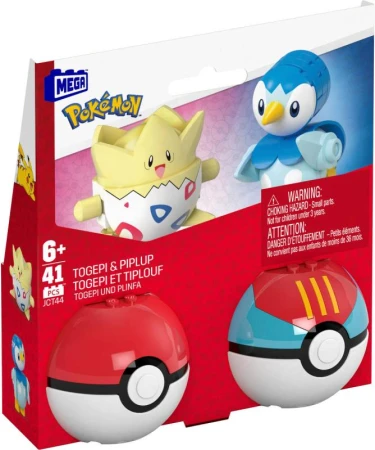 Pokémon Megablok set 2x Pokéball Piplup + Togepi stavebnice 41 dílků