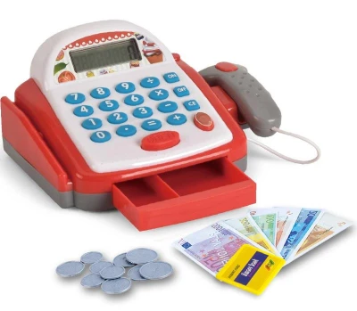Pokladna dětská registrační kasa 18cm s efekty (čtečka, peníze, kalkulačka)