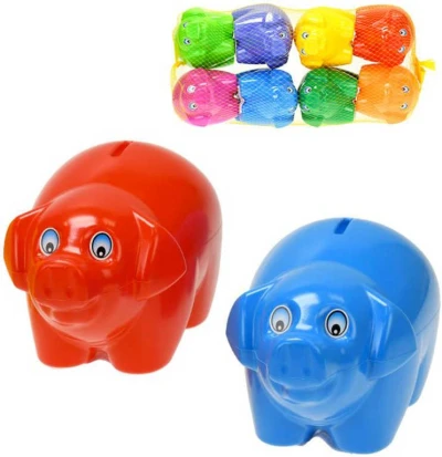 Pokladnička dětská barevná prasátko 17cm různé barvy
